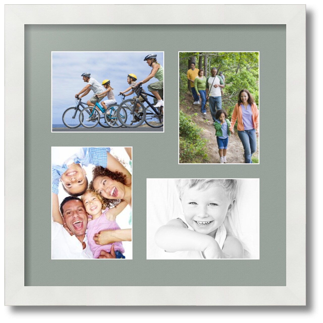ArtToFrames Collage Photo Picture Frame with 4 - 5x7 inch Openings, Framed in White with Over 62 Mat Color Options and Plexi Glass (CSM-3966-179)